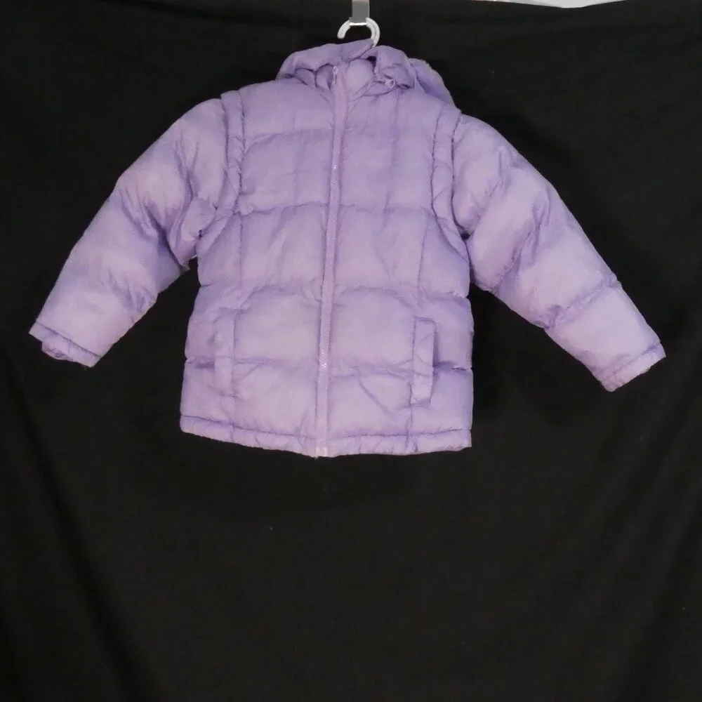 TIMBER OUTERWEAR | size 4 | Purple Fleece Lined Hooded Puffer Jacket / Vest - Picture 2 of 16